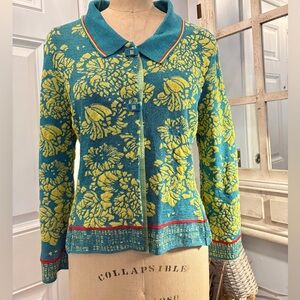 Eva and Claudia Long Sleeve Danish Floral Cardigan Small Chic Floral Artsy